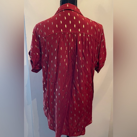 Luna Moon Rusty Red Gold Leaf Blouse Size Medium - Picture 4 of 10